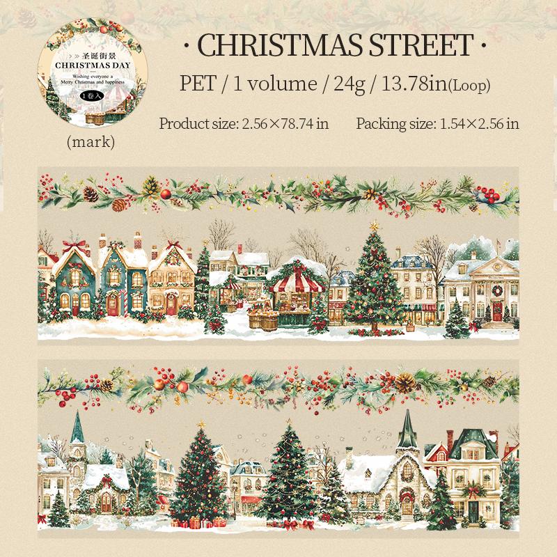 1 Roll Christmas Landscape Masking Tape PET Christmas Gift Elderly Cat Anime Tape For Home Stationery Handbook Decoration