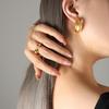 Minimalist C-Shaped Textured Earrings: Titanium Steel Plated 18K Gold - European & American Style for Autumn/Winter (F229)