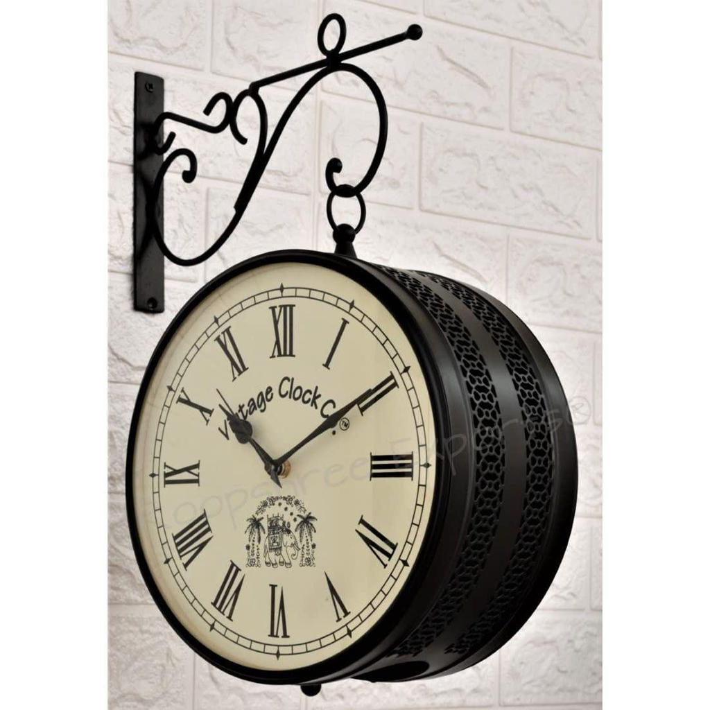 Vintage Uhr Metall Handgefertigt Doppelseitige Uhr (Schwarz, 12 Zoll) - Analog