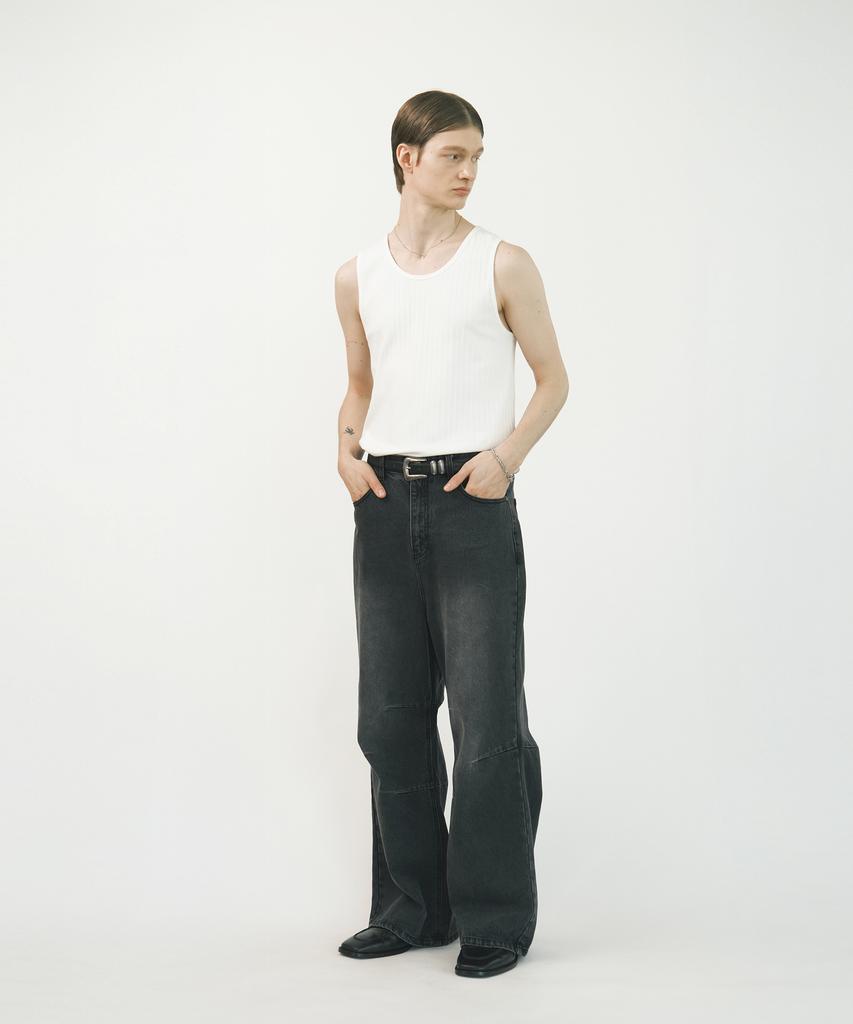 MINAV Cotton Ribbed Sleeveless [White]