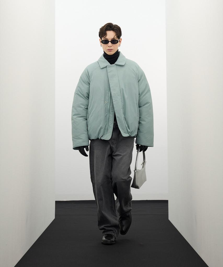 Ironyporno Whiteline 86-Iro299 Padded Collar Raglan Oversized Padded Jacket Mint