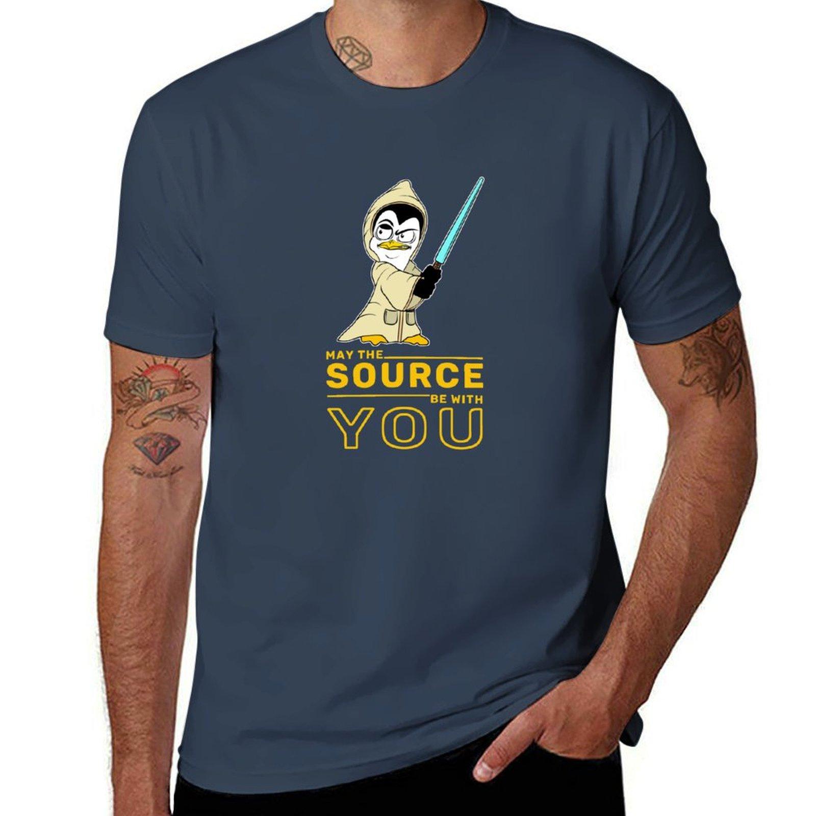 May The Source Be With You Linux Penguin For Linux Admin Tshirt Minimal Art Print Tshirt S