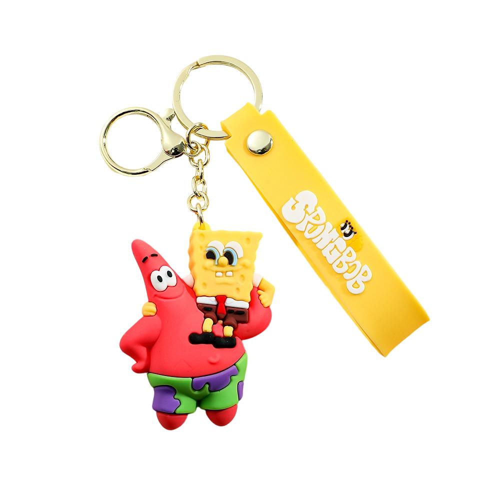 SpongeBob SquarePants Character Keychain Set - SpongeBob, Patrick, Squidward PVC Figures & Metal Rings, Bag charm Christmas gift 6 cm