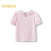 Balabala Girls' Sweet Puff Sleeve Short Sleeve T-shirt