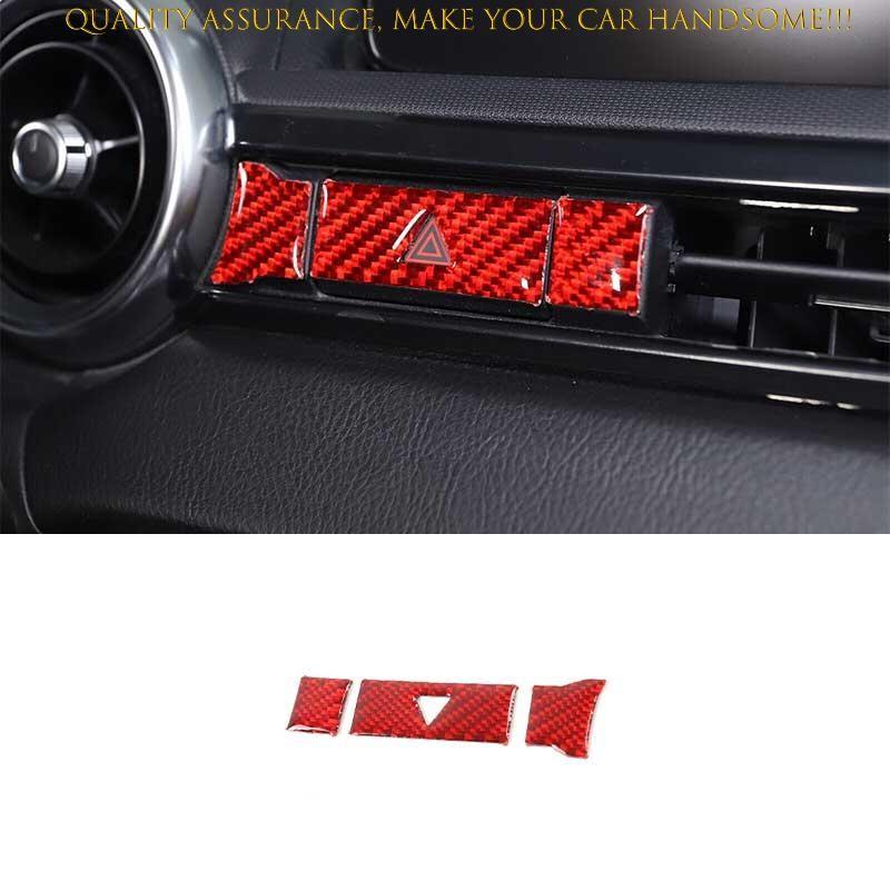 For Mazda MX-5 2016-2024 Red Real Carbon Fiber Emergency Light Switch Panel Trim