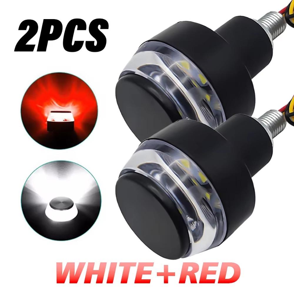 

1/2 шт. Мигающие мотоциклетные указатели поворота 22 мм Торцевой мигающий элемент Прочный угловой фонарь для руля мотоцикла 2Pcs white/red