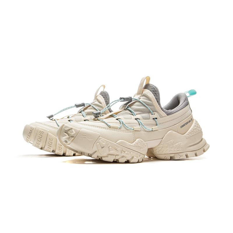 new LiNing CF Tracing, Forest Environment Low Top Hiking Shoes Women's Beige Gray