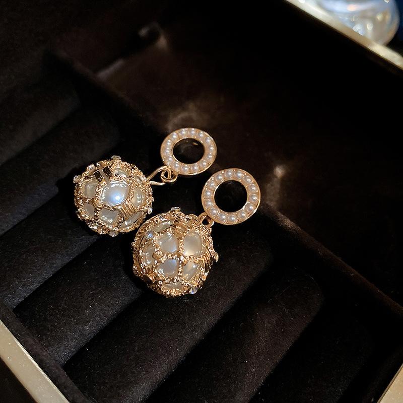 GemChic Women's Earrings Exquisite Embed Zircon Hollow Circle Mesh Light Luxury Earrings Trendy Sweet Earrings Birthday Christmas Jewelry Gift