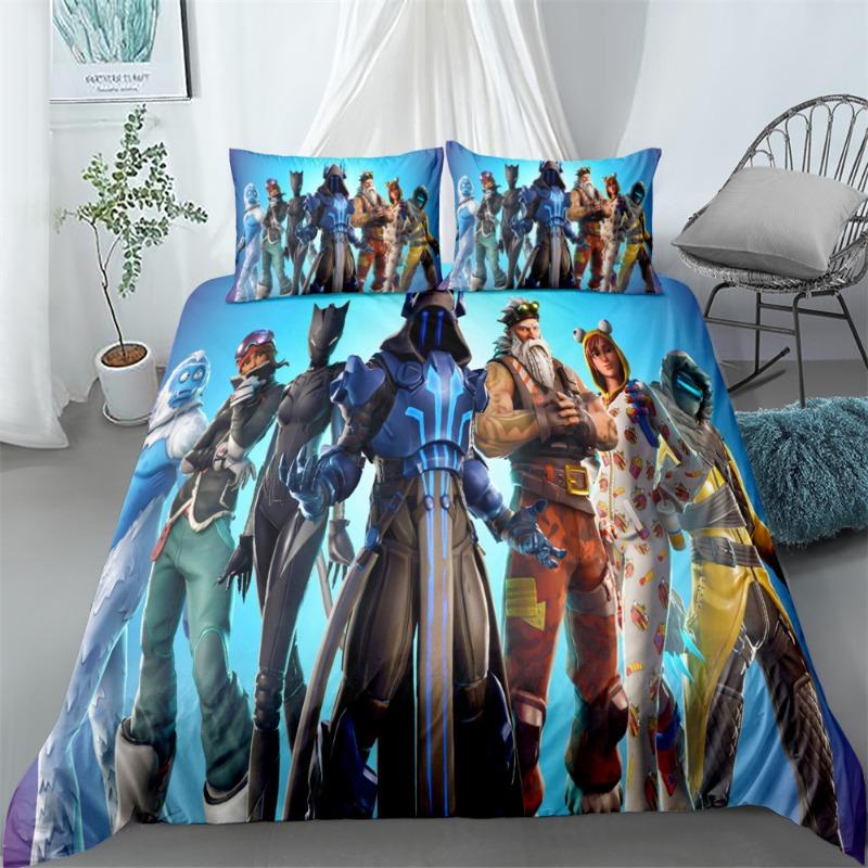 Ensemble de literie Fortnite Housse de couette Taie d'oreiller Décoration dessin animé de jeu Couvre-lit Housse de couette de chambre Ensemble de literie Cadeau de Noël pour enfants