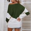 Women's Casual Fashion 2022 Long Sleeved Knitting Contrast Color Sweater Top