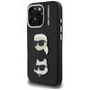 Karl Lagerfeld FW Gekörnt Karl & Choupette Köpfe Stifteetui für iPhone 16 Pro Max Schwarz