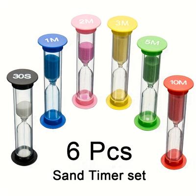 6er Set Sanduhren, Bunte Sanduhr Countdown-Timer, 1-30 Minuten Genauigkeit, Kein Strom erforderlich, Kompakt und Tragbar
