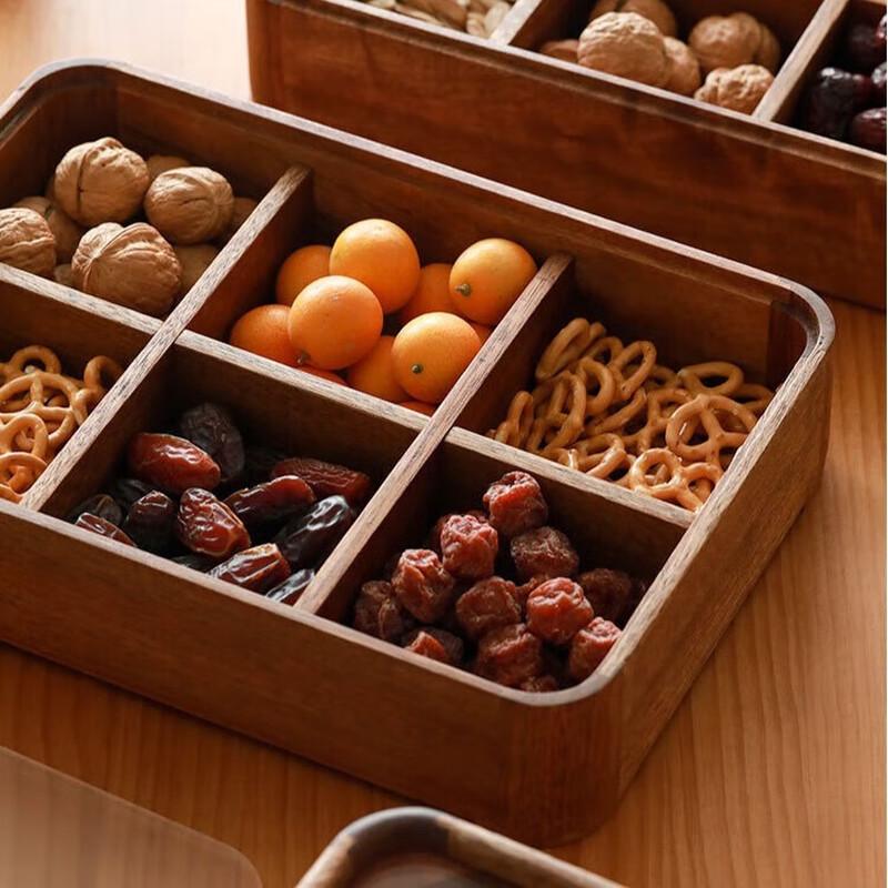 

Wooden Divided Snack Storage Box with Lid