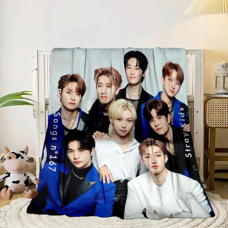 K-pop Group Poses Blanket Flannel Blanket for bed, sofa, Camping, Hiking, Picnic Essentials, gift for family Fan gifts