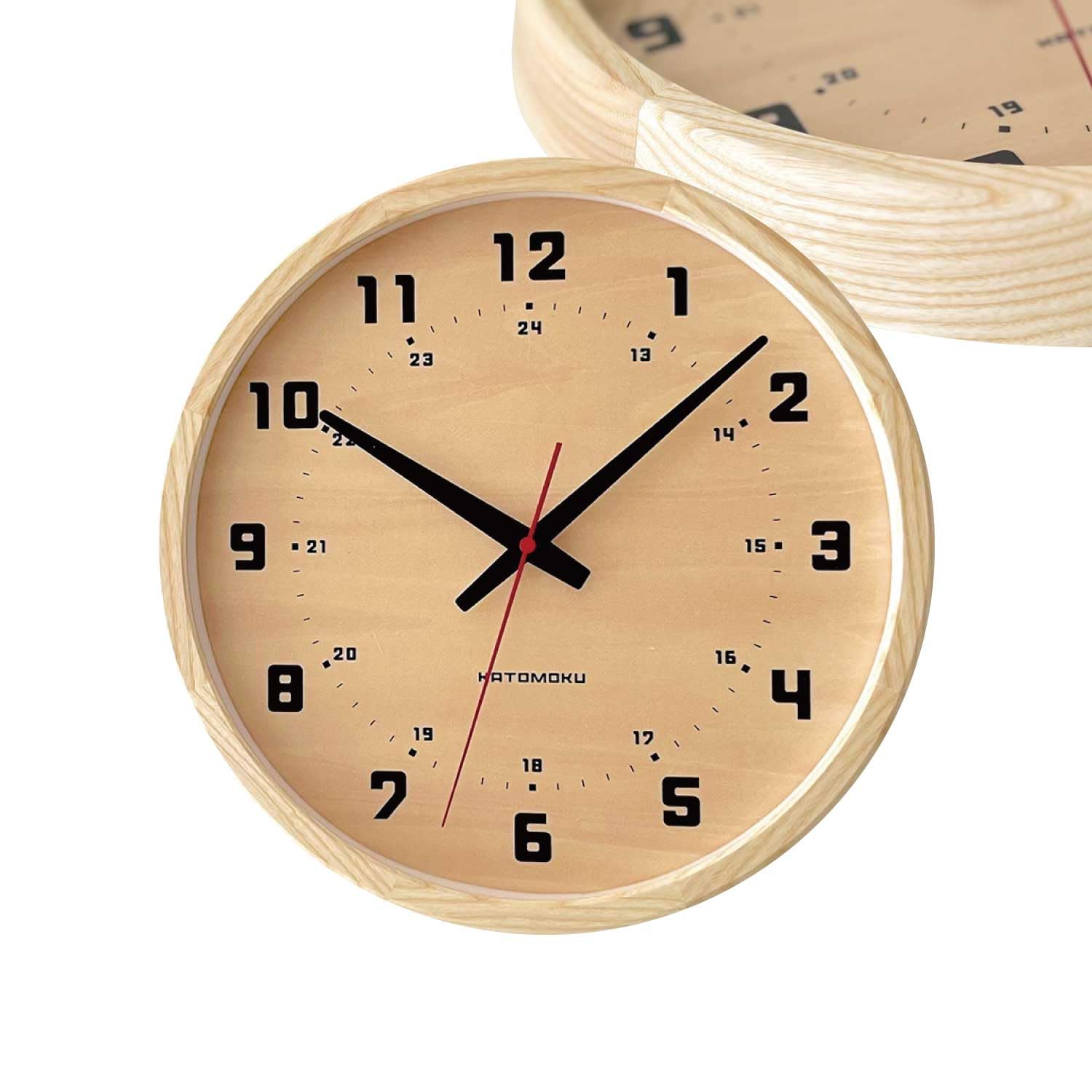 KATOMOKU muku clock 8 Natural Wall Continuous Second Diameter km-81NARC Clock, Hand, 30.0cm (Radio-controlled)