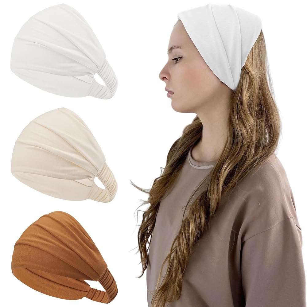 

3 шт. Широкие повязки на голову для женщин Бохо Узловые Эластичные резинки для волос Аксессуары для волос для девочек Йога Бег Путешествия Тюрбан Повязка