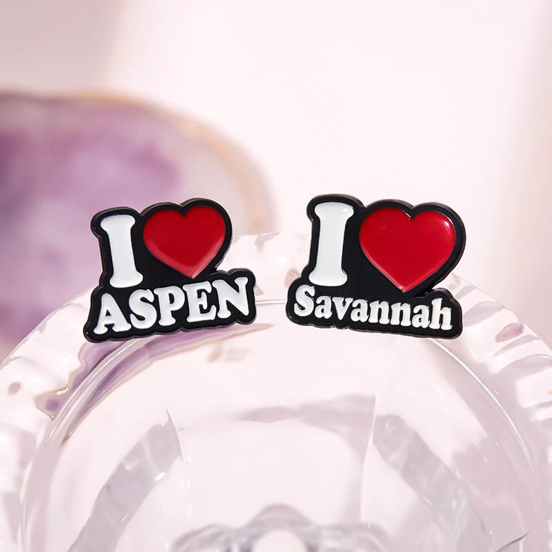 Heart Creative Red Metal Badge Accessory Brooch Featuring Unique Alphabet Design