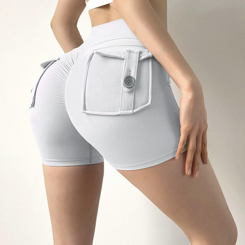 Women's High Waist Stretch Hip Lift Button Yoga Pants Summer Workwear Quick-Drying Running Fitness Pants
