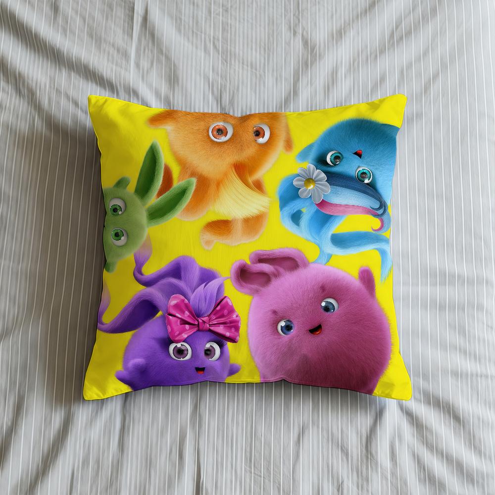 

S-SSunny B-BBunnies Cushion Cover Square Decorative Throw Pillow Case Sofa Bed Car Living Room Birthday Anniversary Gifts 12x12Inch
