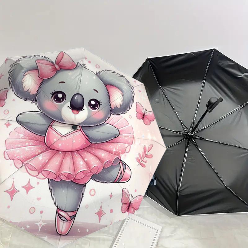 1pc Koala Ballerina In Pink Tutu Umbrella with Plastic Handle,Suitable for All Seasons Home Travel Outdoor UmbrellaDD067