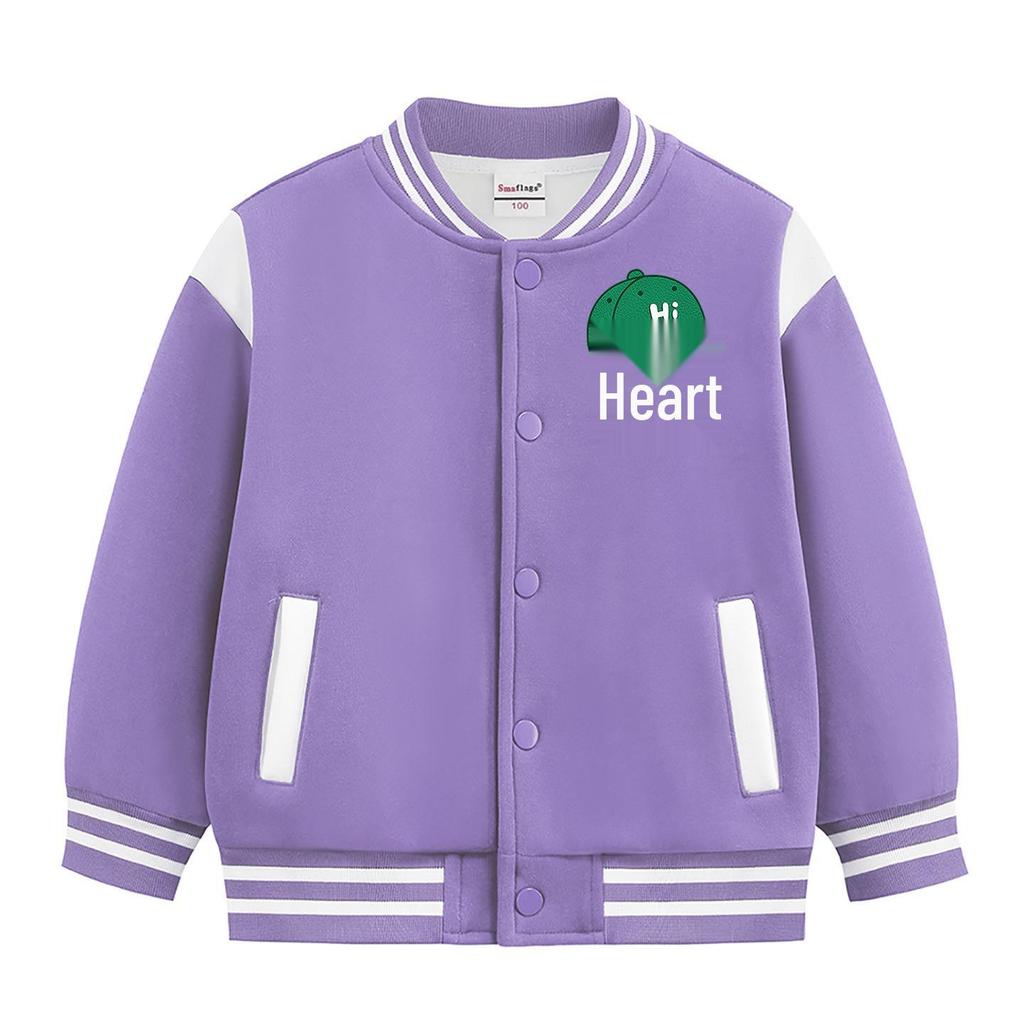 2026 Boys' Korean Style Velvet Baseball Jacket - Autumn/Winter Casual Top