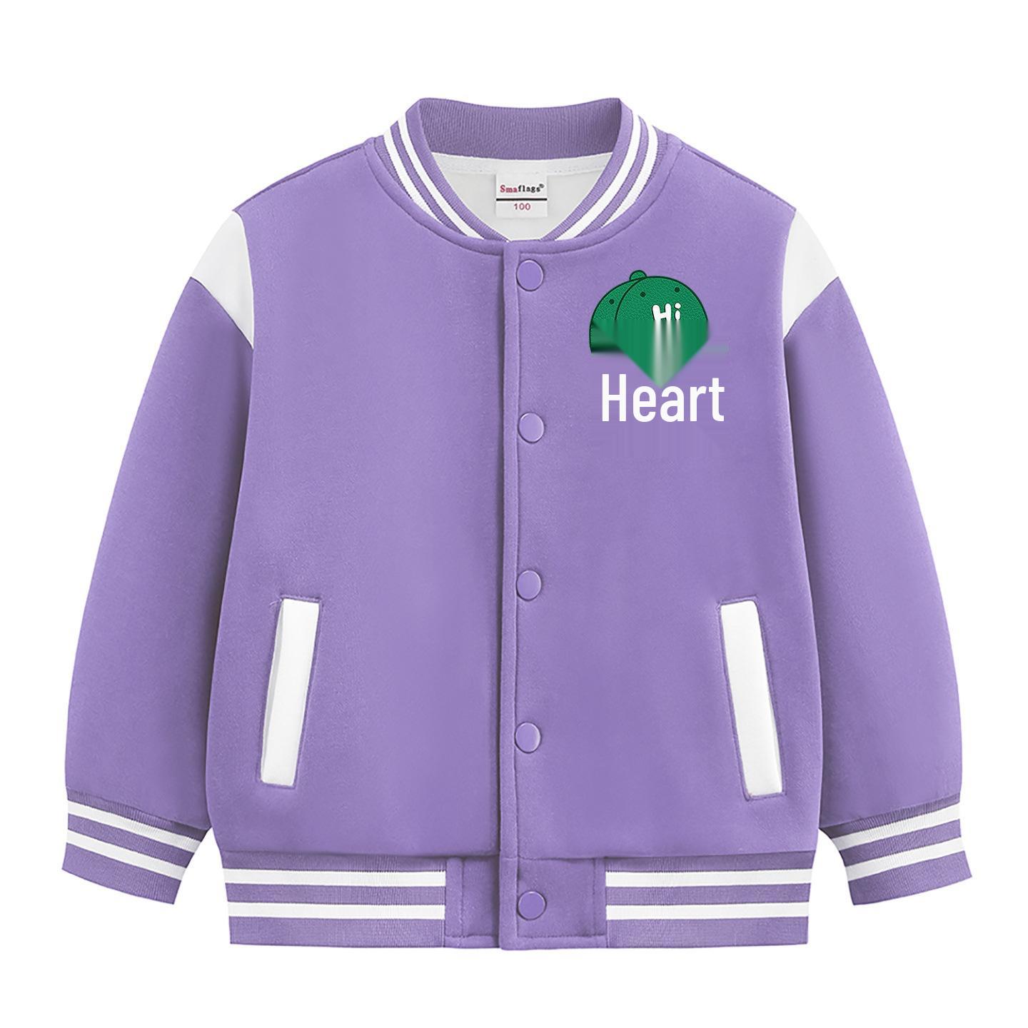 

2026 Boys Korean Style Velvet Baseball Jacket - Autumn/Winter Casual Top 90cm (Height: 80-90cm)