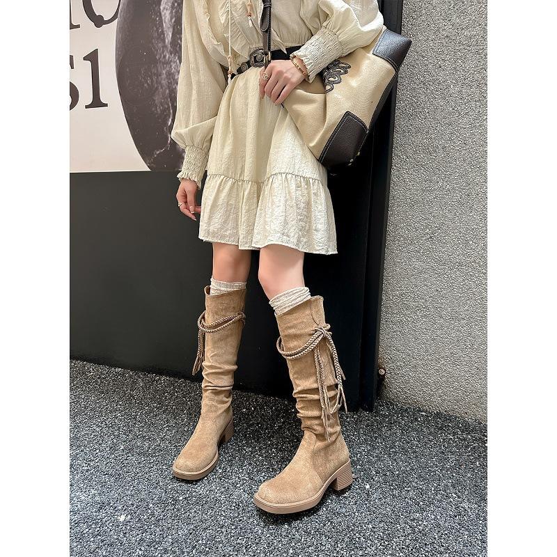 Maillard Long Boots But Knee Boots Children's Derelict Merry Sioux Knight Boots Thick Heel Skinny High Boots