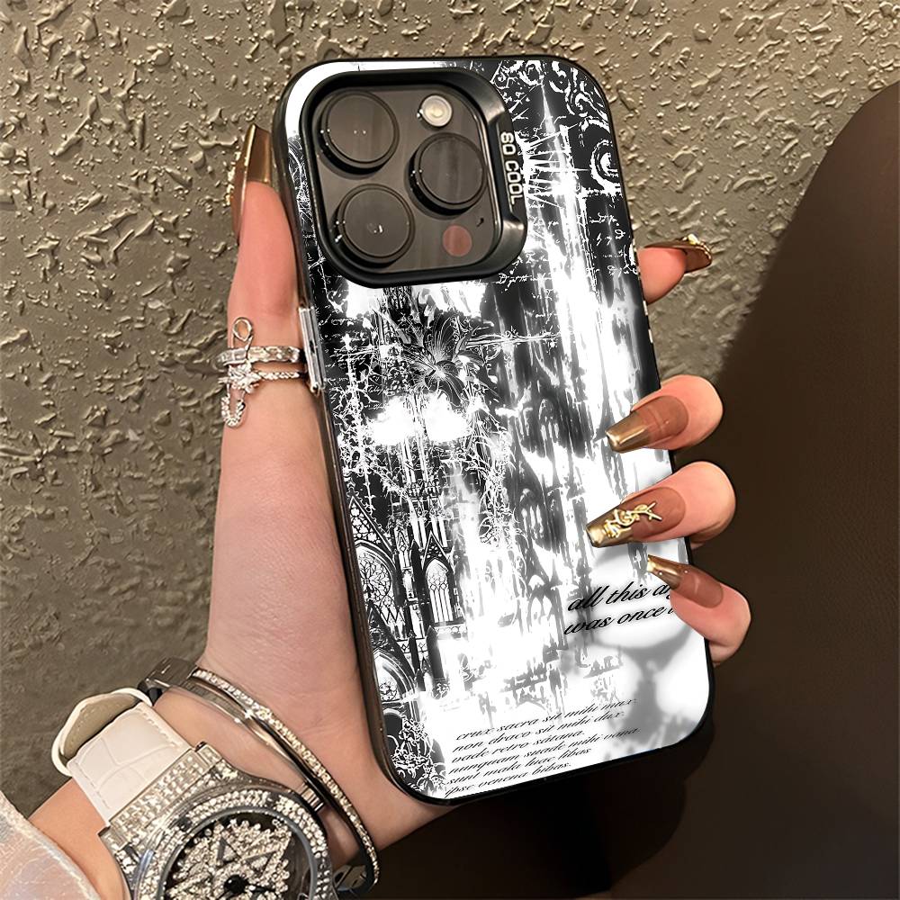 Cyber Sigil Cross Goth Phone Case For iPhone 15,16,12,14,13,17,11,E,Pro,Max,Plus,Air,Mini Black TPU Cover