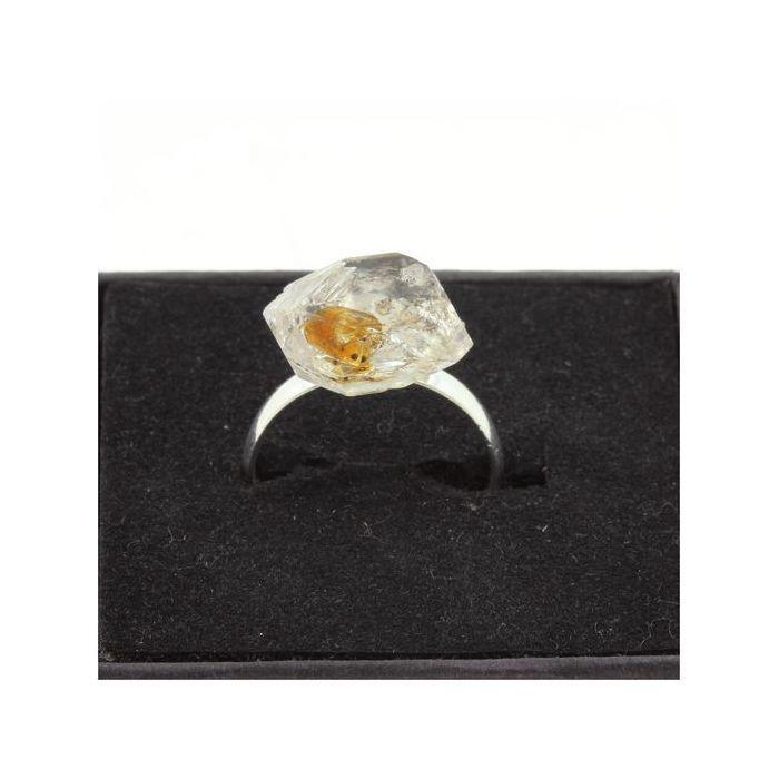 Pierres et Minéraux. Bague Quartz pétrole brut plaqué argent. 14.52 ct. Taille réglable.