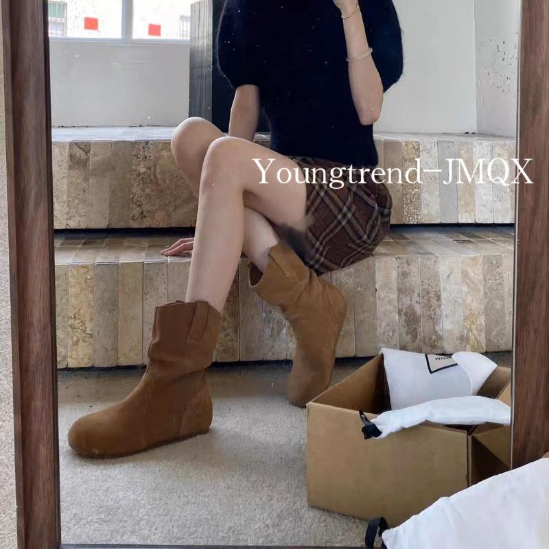 Retro Lazy Wind Boots Pile Boots Women's Short Boots New Autumn and Winter Women's Frosted Leather Martin Boots