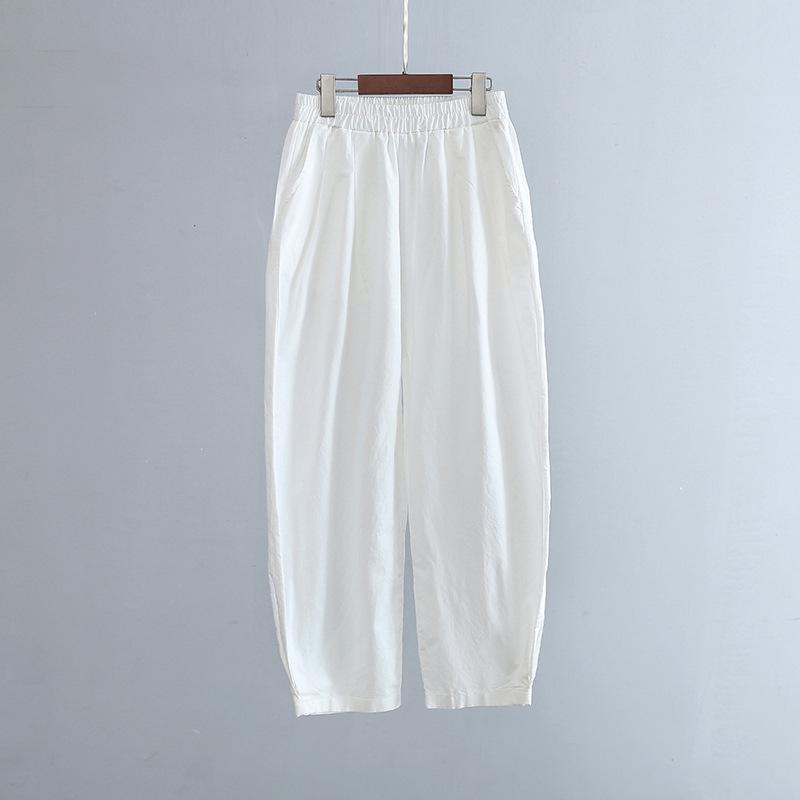 Spring Summer Artistic Loose Sand-Washed Linen Casual Pants for Women - Slimming, Lightweight Meditation Lantern Style