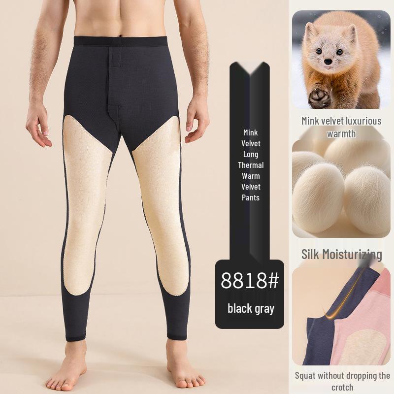 Men's and Women's High Waist Winter Velvet Lined Pants: Thickened Knee Pads, Warm Cotton Wool Base Layer, Autumn Thread, Silk Touch.