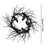 Halloween Branch Wreath Black Twig Fake Wreath Signs Halloween Party Gothic Branch Props For Wall Window Porch Tree Patio Fence