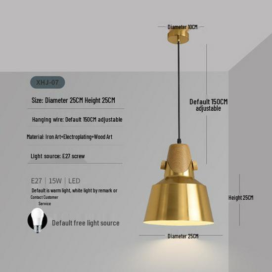 Nordic Gold Single Pendant Light for Bedroom, Bar, Café, or Shop