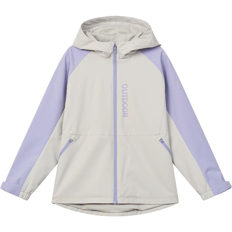 

ERKE Girls Hooded Thickened Zipper Windbreaker Jacket 150