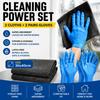 Household Cleaning Kit, 2 Streak-Free 30*40cm Microfiber Cloths + 2 Pairs Nitrile Protective Gloves for Glass & Mirror Cleaning