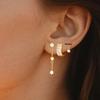 Gold-Plated Brass Tassel Earrings with Zircon Inlay - Three-Piece Set