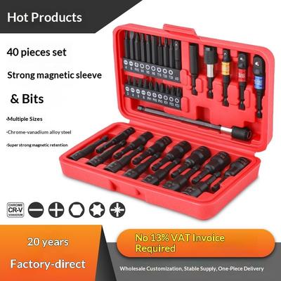 Conector de Funda de 40 Piezas Adaptador de Cabezal de Lote Caja de Herramientas Taladro Manual Destornillador Eléctrico Cabezal de Manga Magnético Fuerte Girador