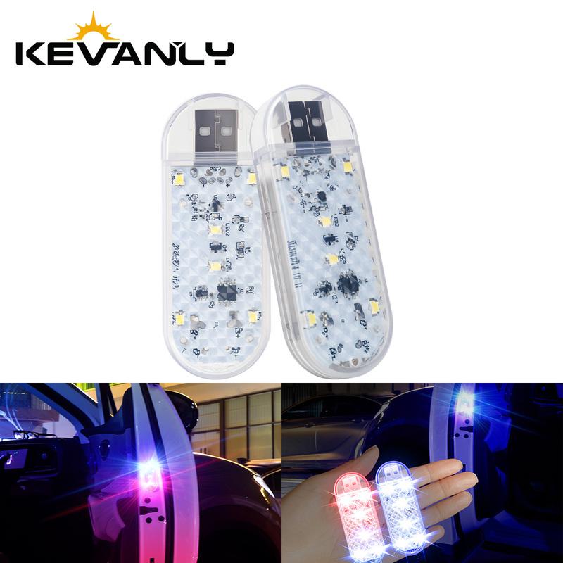 1/2PCS Car RGB LED Door Strobe Warning Signal Lights USB Magnetic Welcome Light Safe Anti-collision Emergency Lamp