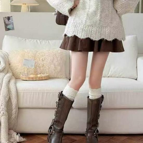 Women's Retro Lace Wool Ballet-Style Warm Calf Socks