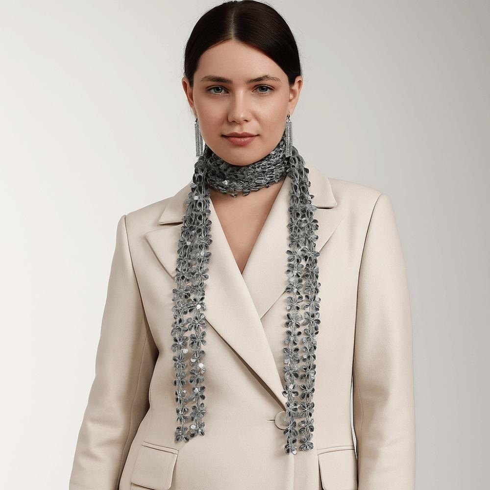 Flower Shape Belly Dancing Scarf Tassel Waist Chain Shiny Sequin Scarf  Party