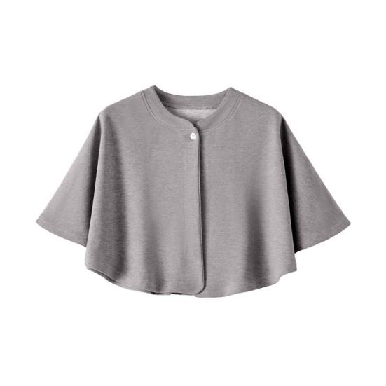 Women Shawl Solid Color Button Closure Autumn Winter Windproof Shawl Hemming Protection Loose Fit Soft Shawl Wrap