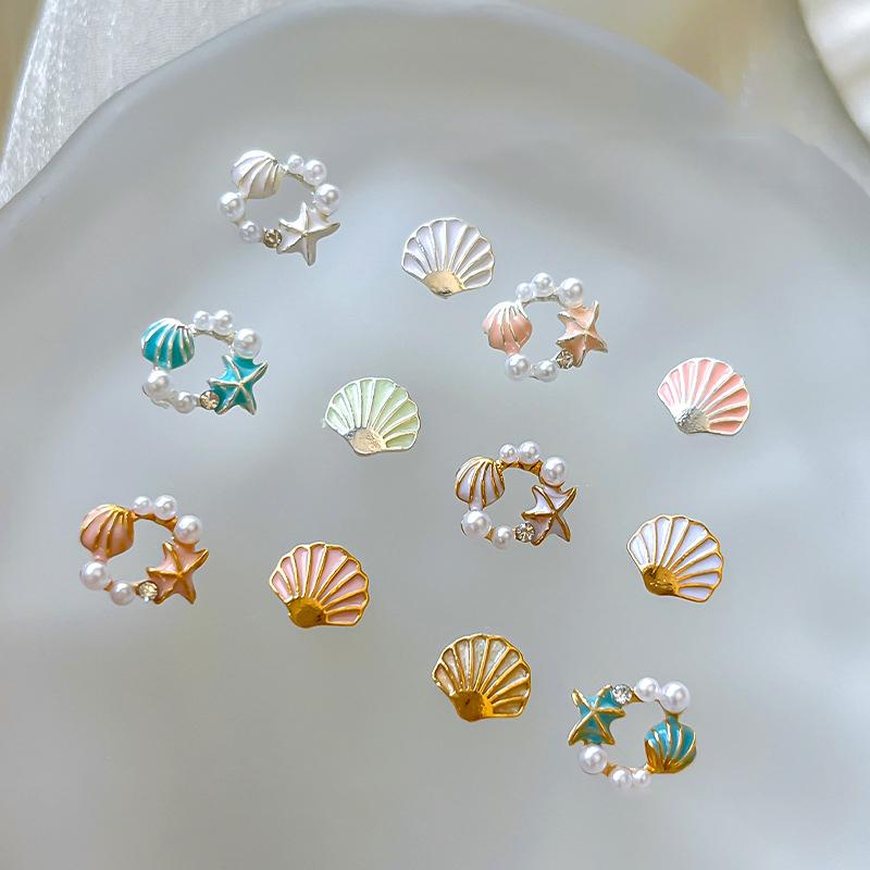Alloy Pearl Shell Nail Art Supplies Irregular Color Seashell 3D Nail Flakes Seashell Slices Decoration Diy Nail Accessories