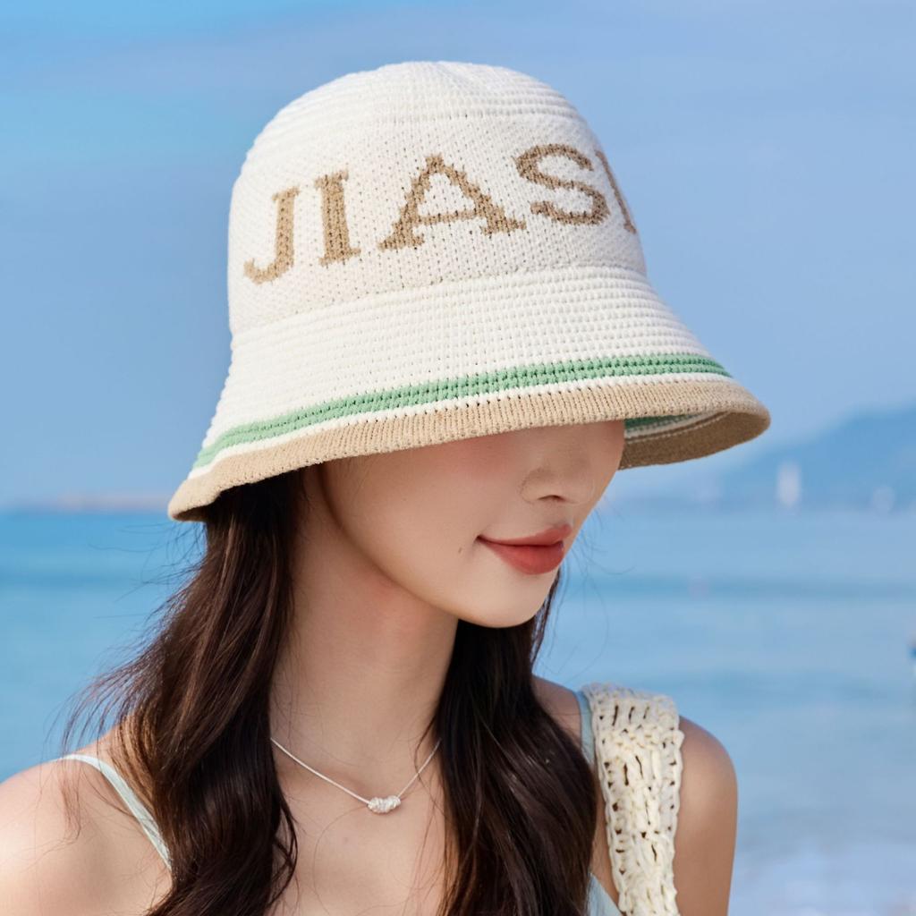 Sunshade Hat Knitted Bucket Hat Fashion Versatile Letter Bucket Hat Breathable Basin Hat