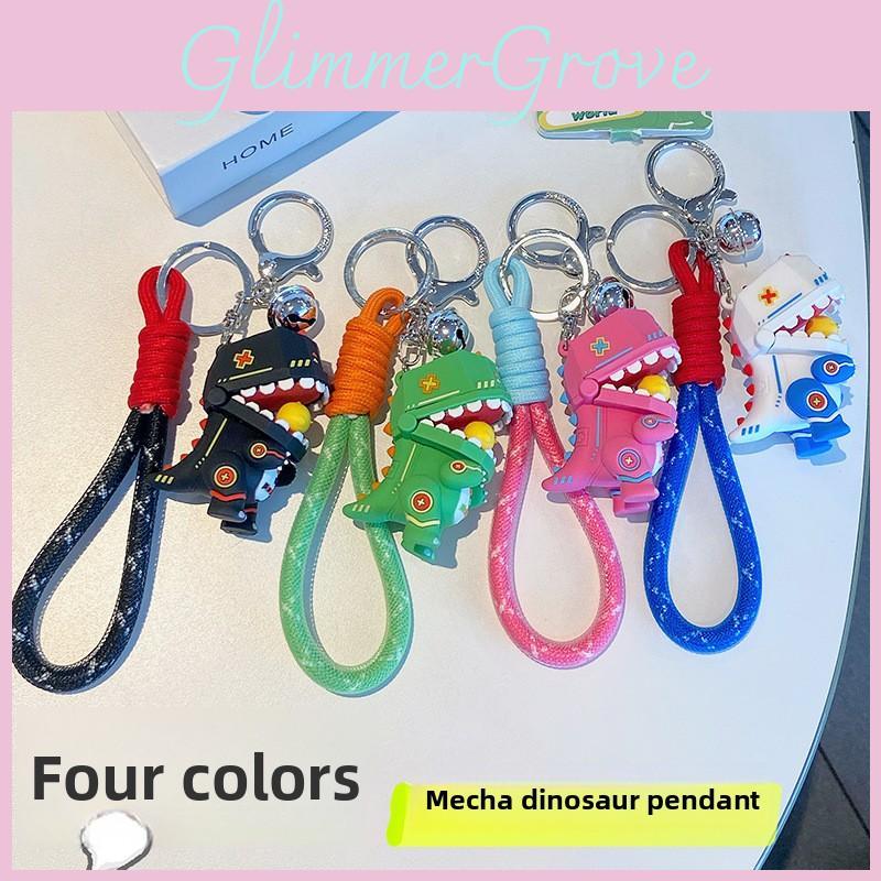 Cartoon Dinosaur Keychain Silicone Keyring For Boys Car Keys And Accessories