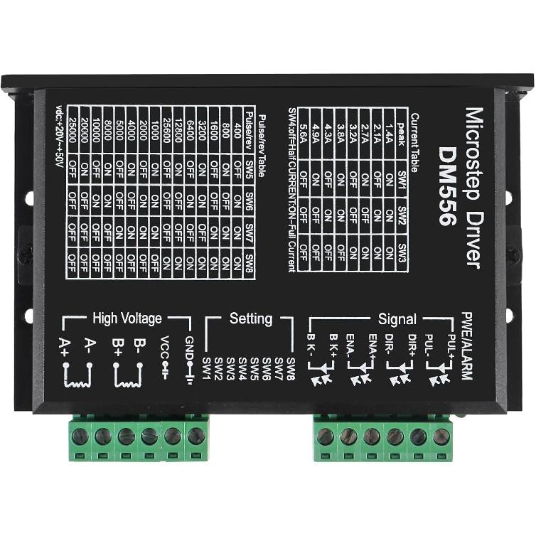 2Pcs TB6600 5A Stepper Motor Driver DC12-48V CNC Controller Nema 23 Nema17 Series Stepper Motor Single Axes 1 Phase Hybrid Metal Case CNC Engraving