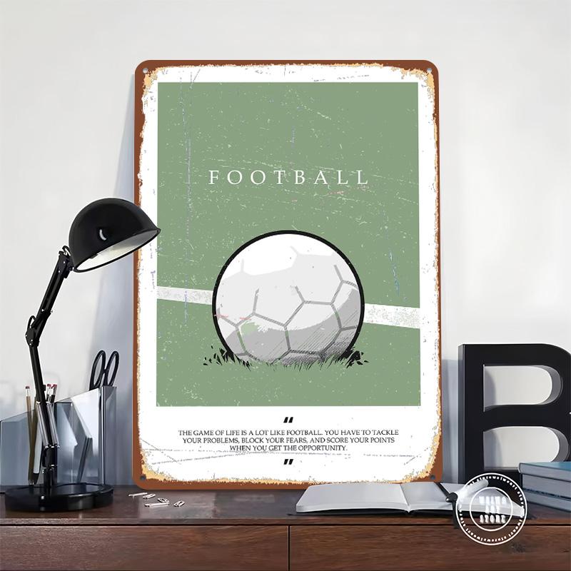 Football Minimalist Art Metal Poster Customized Wall Art Retro Vintage Tinplate Signs for Man Cave Mancave Decoration Room Decor