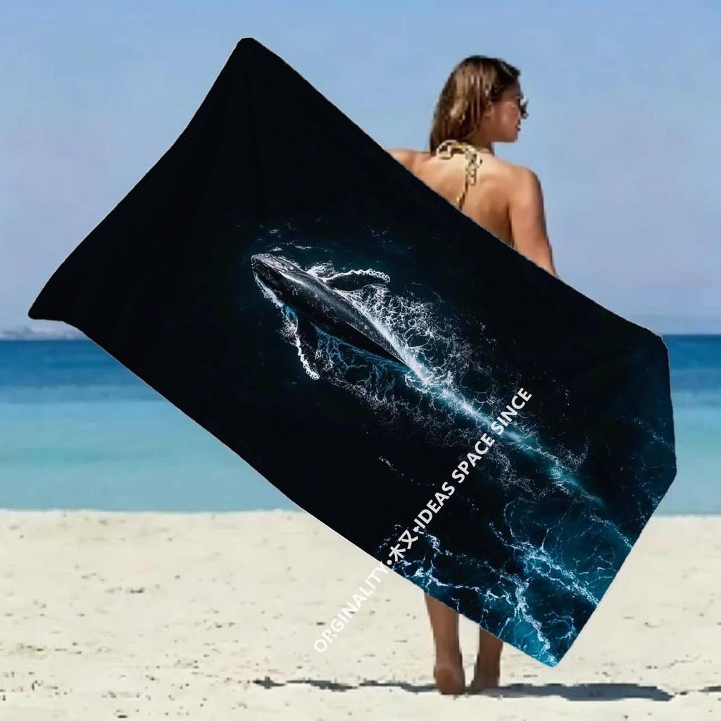 Deep Ocean Whale Print Beach Towel Patterned Sunscreen And Windproof Suitable For Swimming Pool Camping Travel