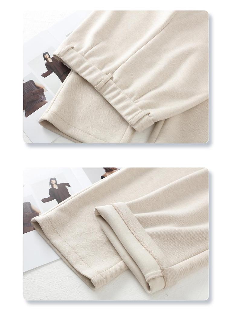 Women's Apricot Wool Wide-Leg & Narrow Straight-Leg Draping Casual Pants - New Autumn/Winter 2024 Collection