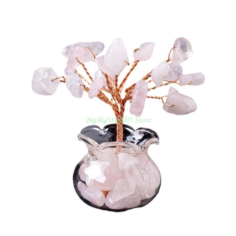 24TE Crystal Stone Energy Tree for Inviting Abundants and Home Decoration Elegant